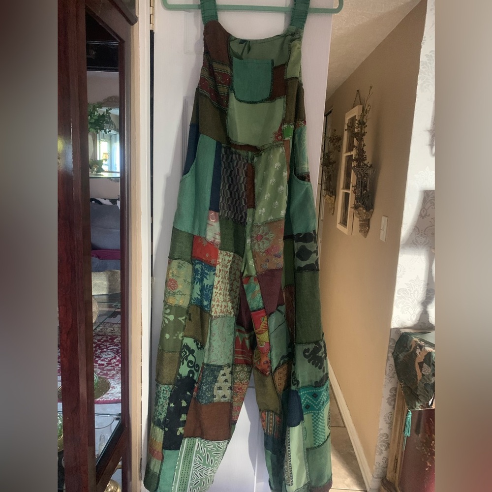NWOT Poll Patchwork Green Jumpsuit